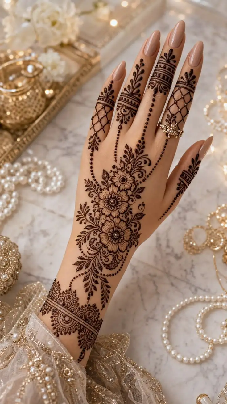 Jewellery Style Hand Henna Design